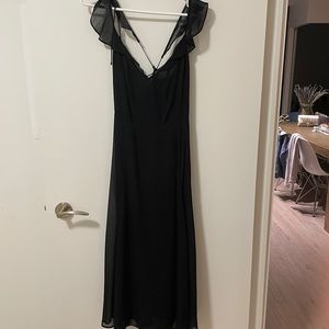 Reformation Black Cross Back Chiffon Dress